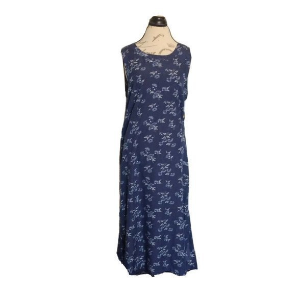 Original TY Dress Maxi Size 12 Floral Spring wear Blue Side Button Side Slits - Picture 1 of 12